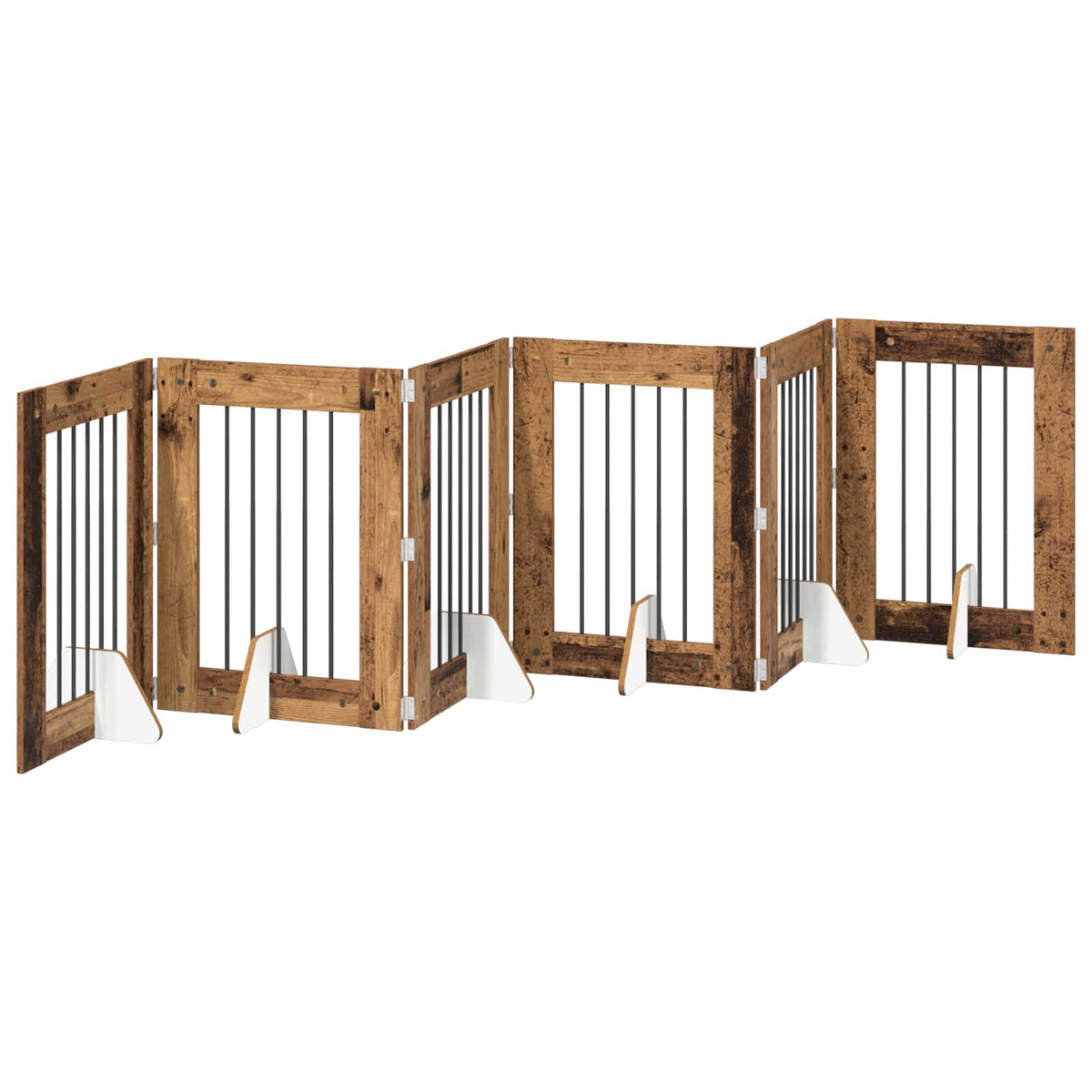 Klappbares Hundetor mit Ständern 6 stk. Altholz 362 cm