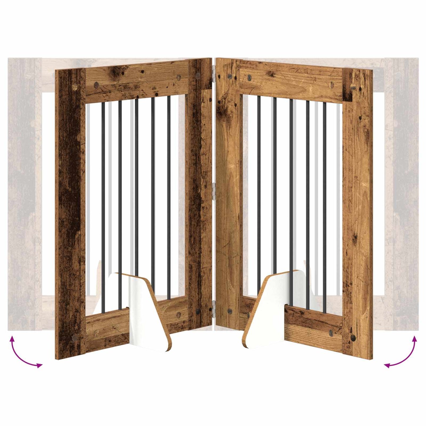 Klappbares Hundetor mit Ständern 6 stk. Altholz 362 cm