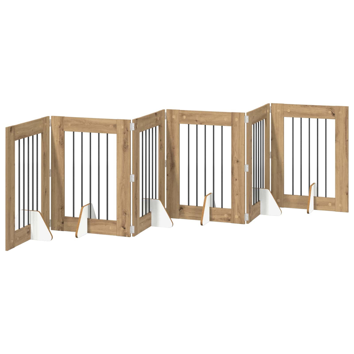 Klappbares Hundetor mit Ständern 6 stk. Artisan-Eiche 362 cm