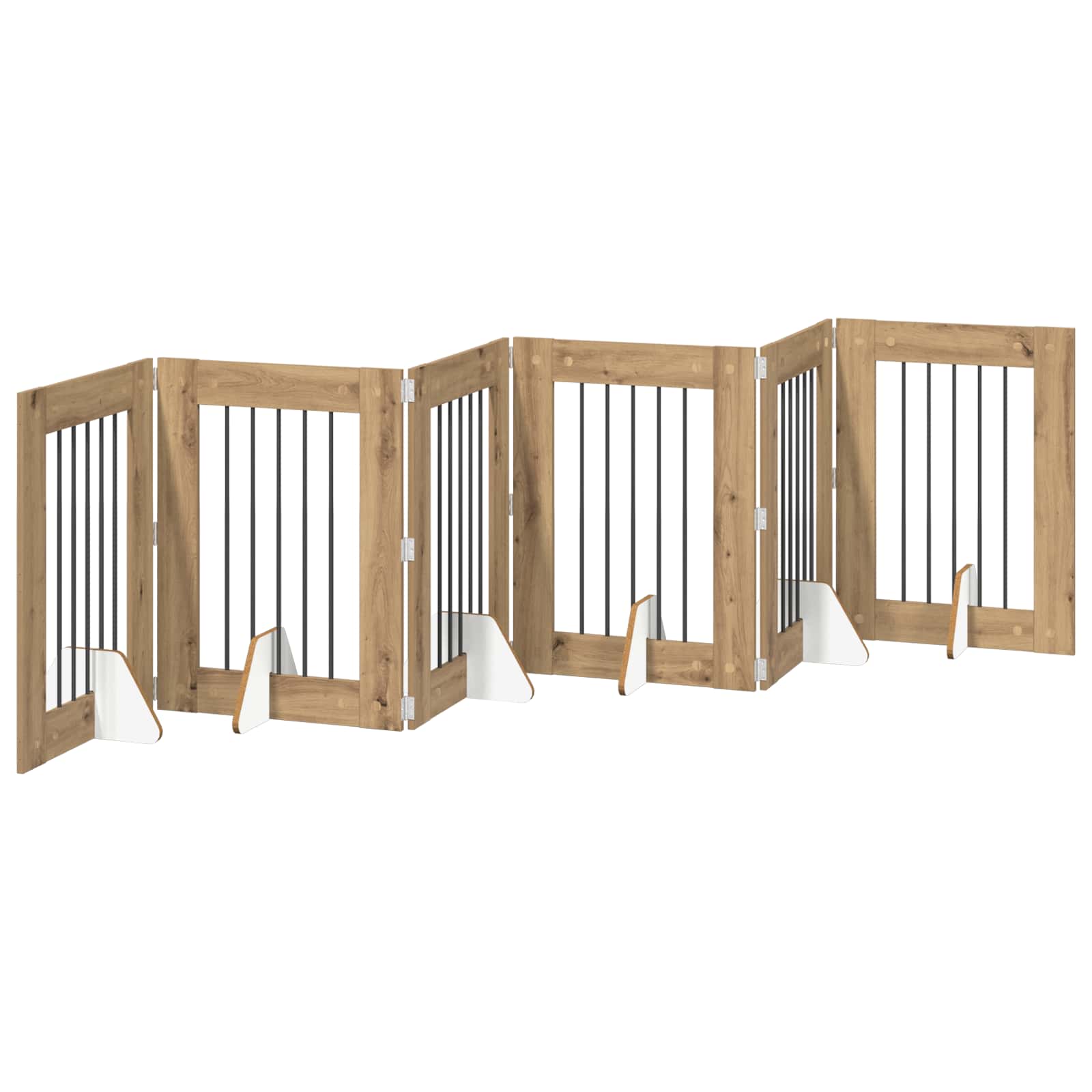 Klappbares Hundetor mit Ständern 6 stk. Artisan-Eiche 362 cm