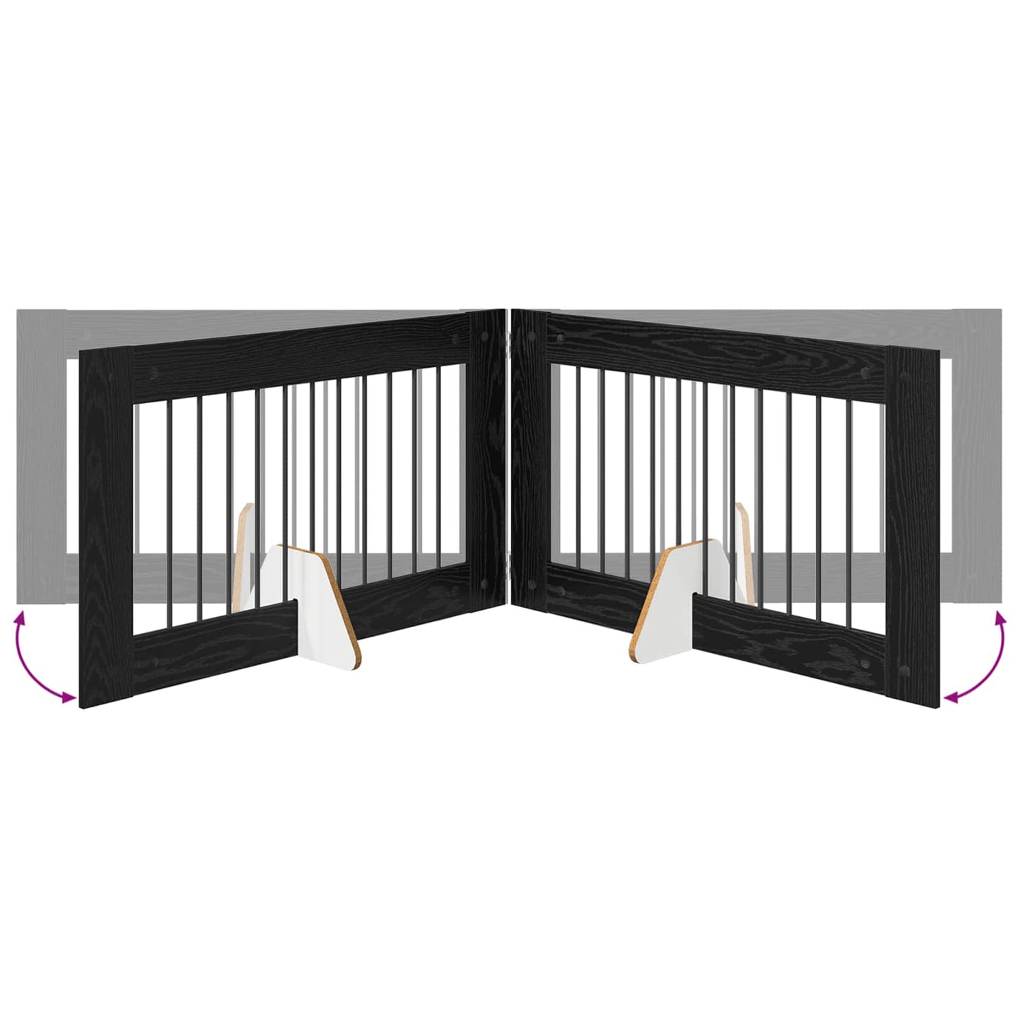 Klappbares Hundetor mit Ständern 2 stk. Schwarz Eichen-Optik