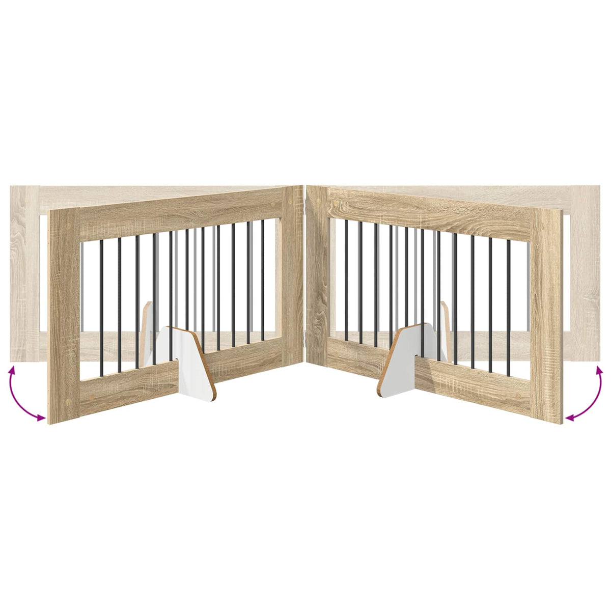 Klappbares Hundetor mit Ständern 2 stk. Sonoma-Eiche 200,5 cm