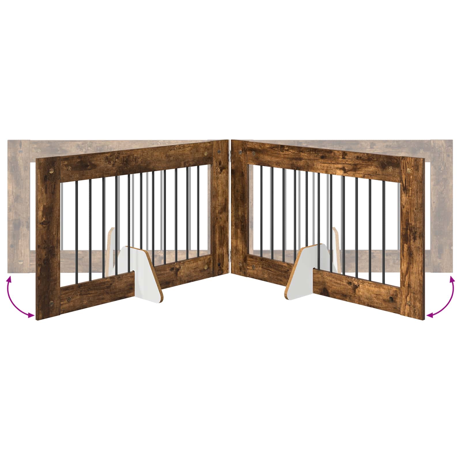 Klappbares Hundetor mit Ständern 2 stk. Räuchereiche 200,5 cm