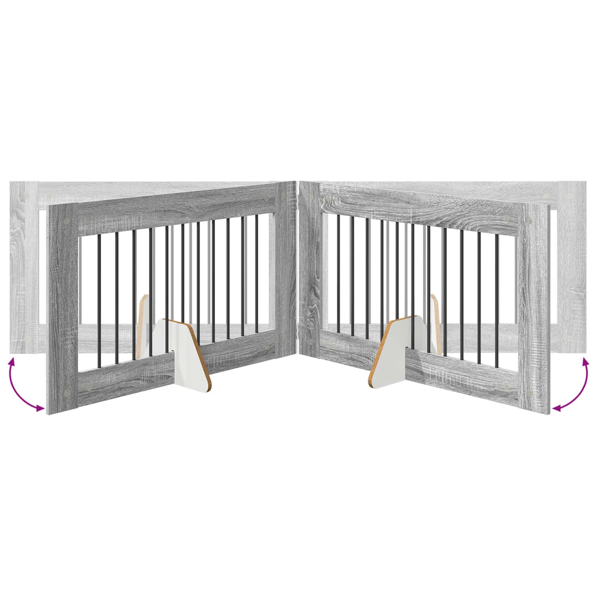 Klappbares Hundetor mit Ständern 2 stk. Sonoma-Grau 200,5 cm