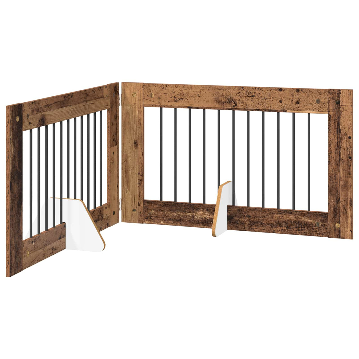 Klappbares Hundetor mit Ständern 2 stk. Altholz 200,5 cm
