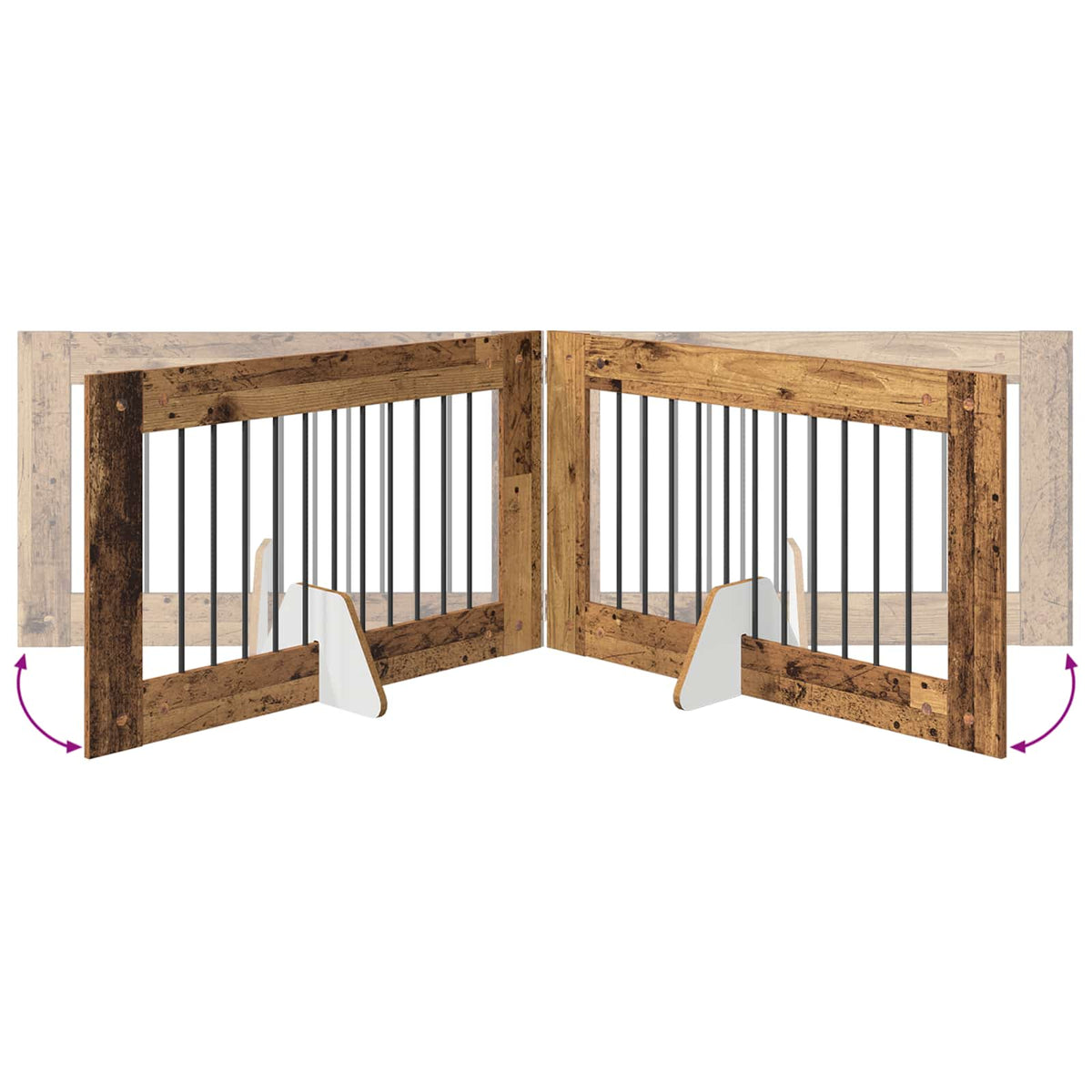 Klappbares Hundetor mit Ständern 2 stk. Altholz 200,5 cm