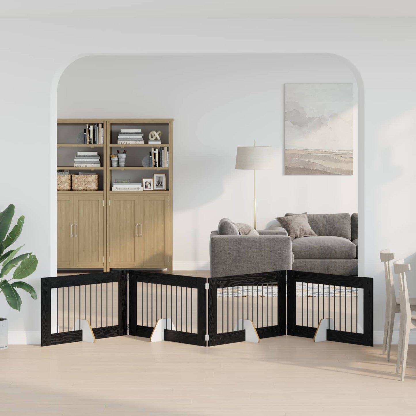 Klappbares Hundetor mit Ständern 4 stk. Schwarz Eichen-Optik