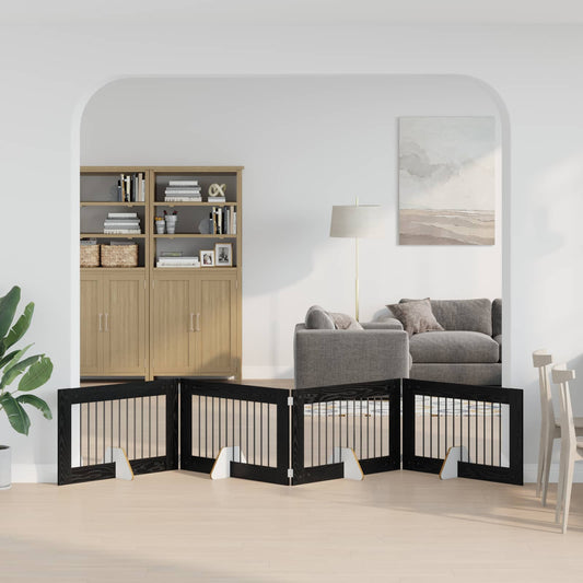 Klappbares Hundetor mit Ständern 4 stk. Schwarz Eichen-Optik