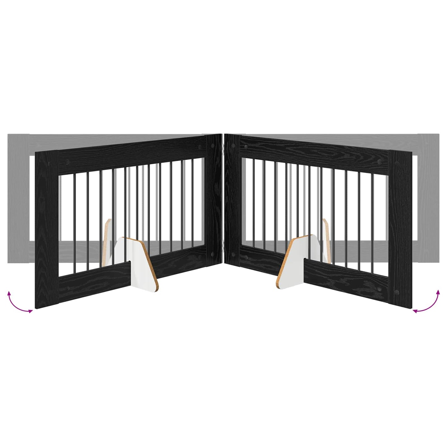 Klappbares Hundetor mit Ständern 4 stk. Schwarz Eichen-Optik