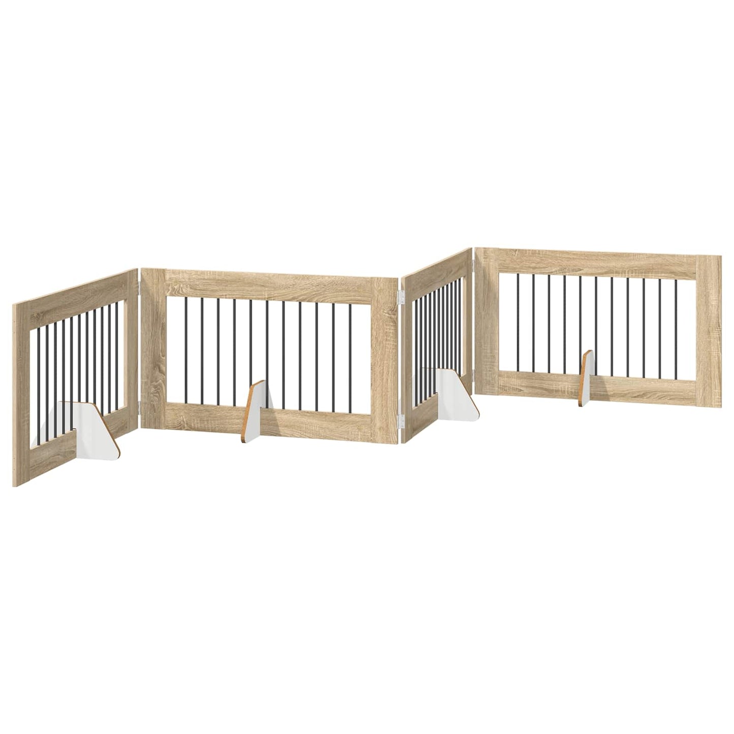 Klappbares Hundetor mit Ständern 4 stk. Sonoma-Eiche 401 cm