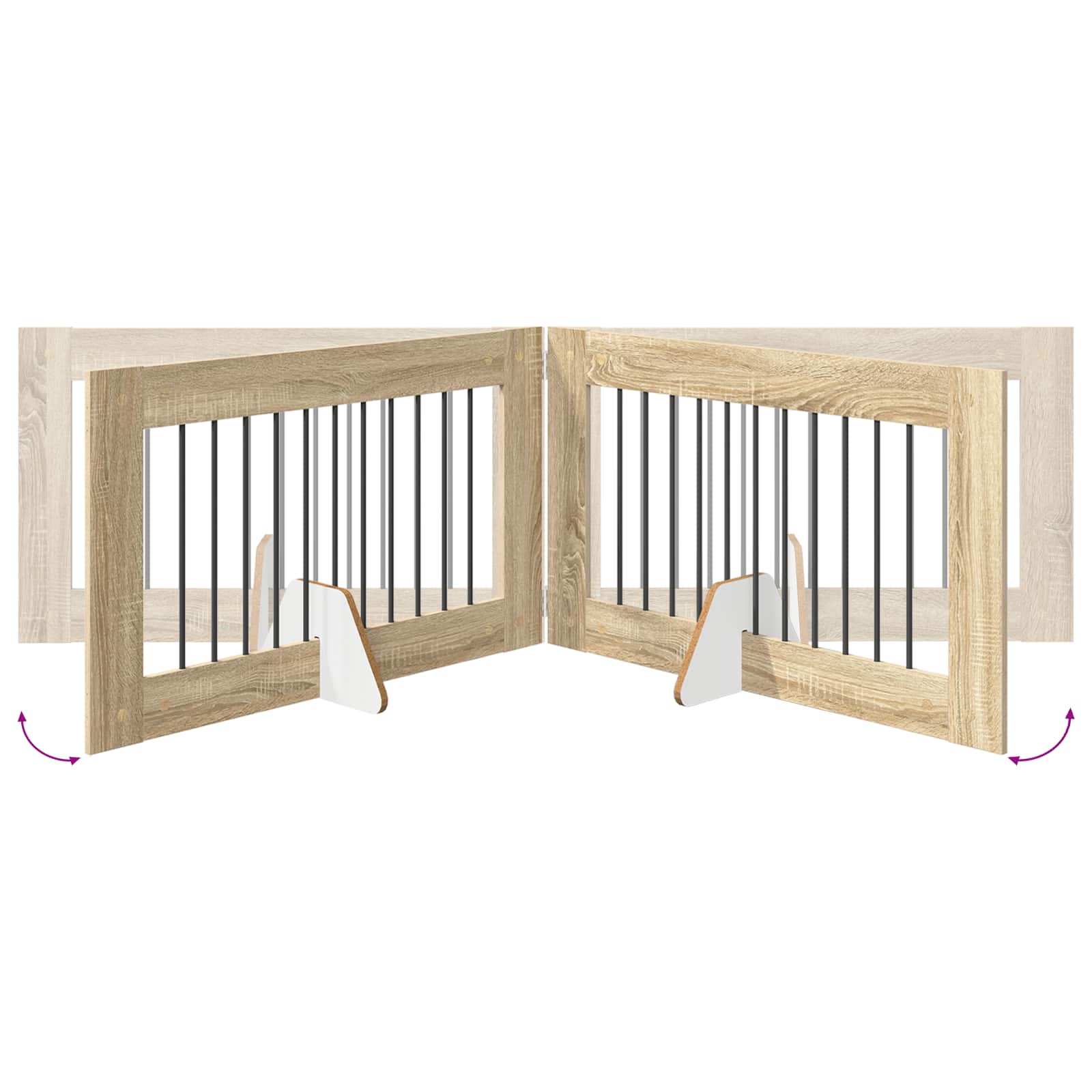 Klappbares Hundetor mit Ständern 4 stk. Sonoma-Eiche 401 cm