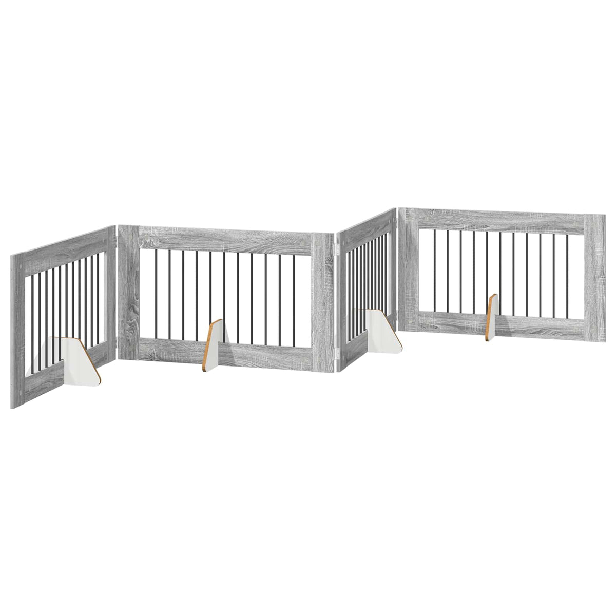 Klappbares Hundetor mit Ständern 4 stk. Sonoma-Grau 401 cm