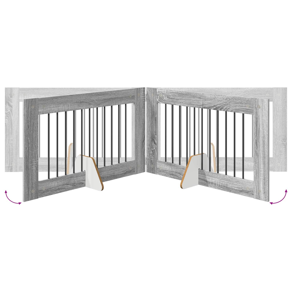 Klappbares Hundetor mit Ständern 4 stk. Sonoma-Grau 401 cm