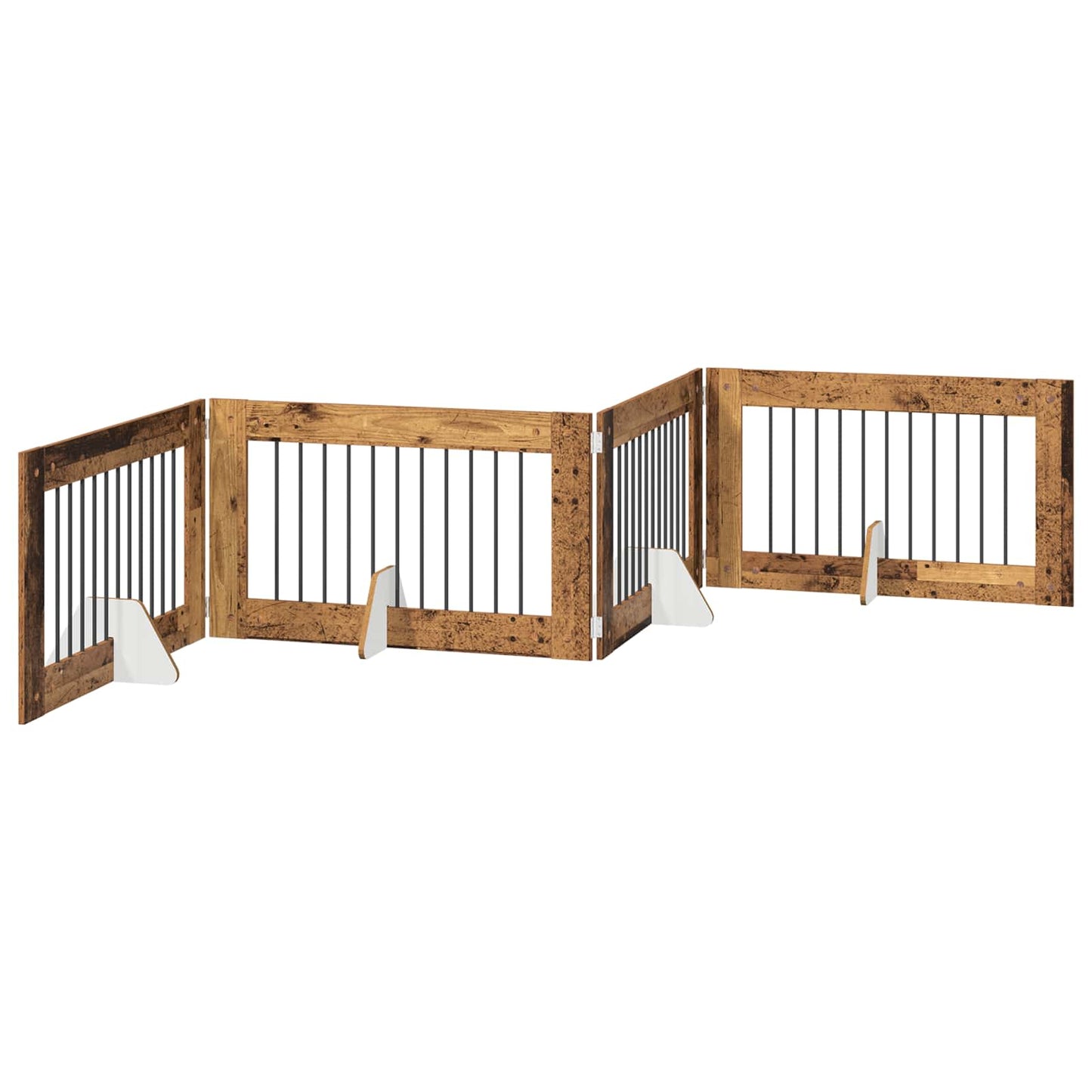 Klappbares Hundetor mit Ständern 4 stk. Altholz 401 cm