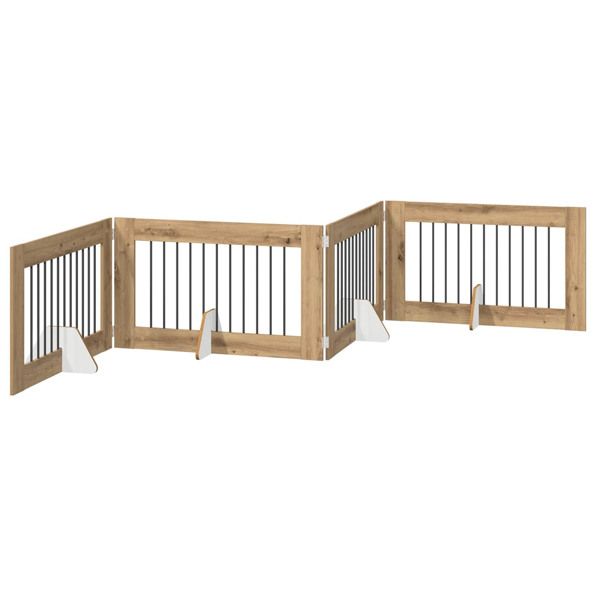 Klappbares Hundetor mit Ständern 4 stk. Artisan-Eiche 401 cm