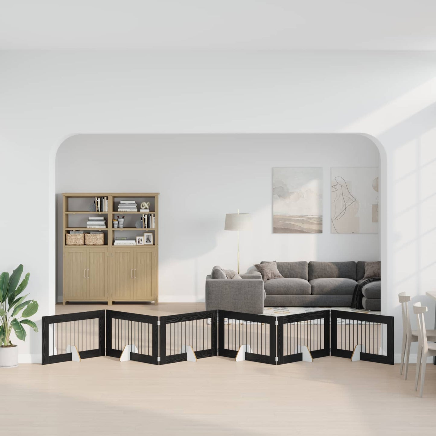 Klappbares Hundetor mit Ständern 6 stk. Schwarz Eichen-Optik