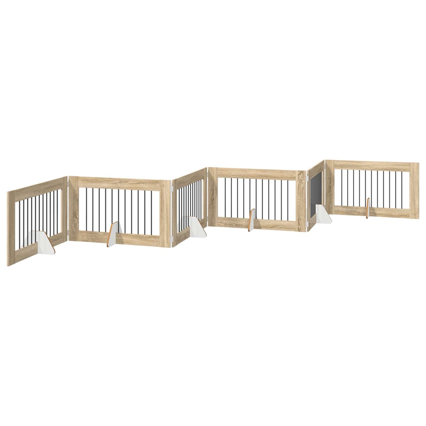 Klappbares Hundetor mit Ständern 6 stk. Sonoma-Eiche 602 cm
