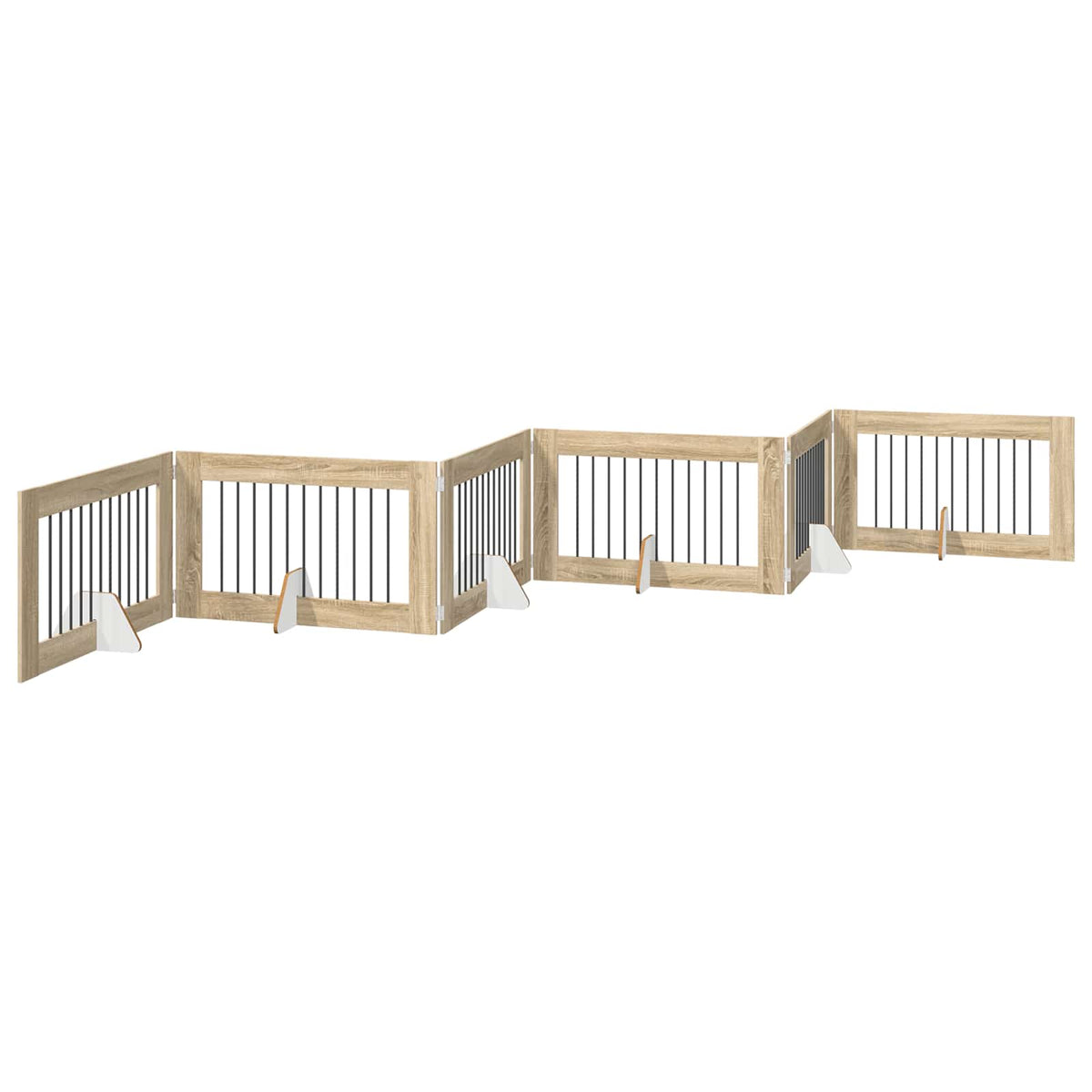 Klappbares Hundetor mit Ständern 6 stk. Sonoma-Eiche 602 cm
