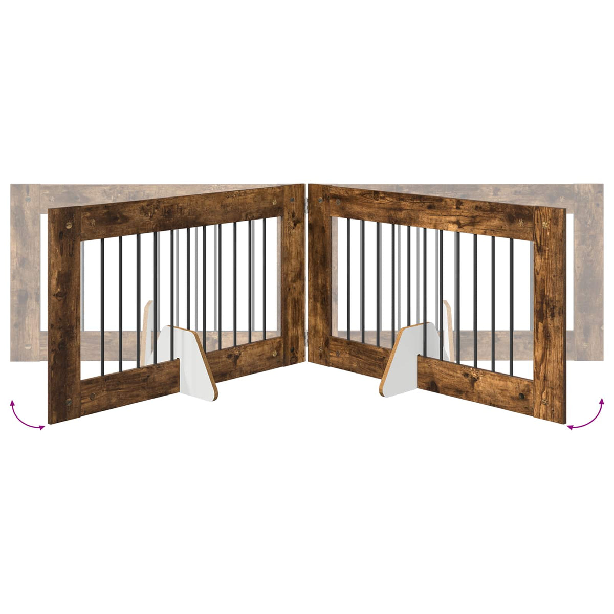 Klappbares Hundetor mit Ständern 6 stk. Räuchereiche 602 cm