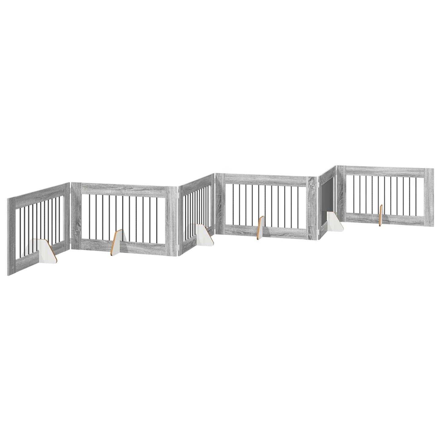 Klappbares Hundetor mit Ständern 6 stk. Sonoma-Grau 602 cm