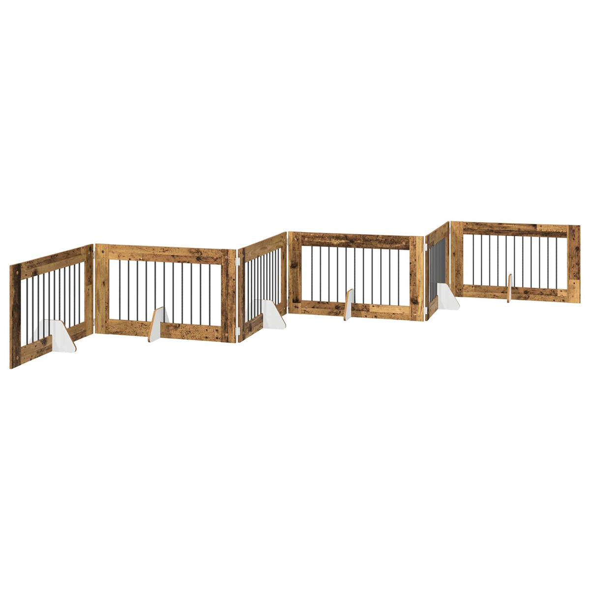 Klappbares Hundetor mit Ständern 6 stk. Altholz 602 cm
