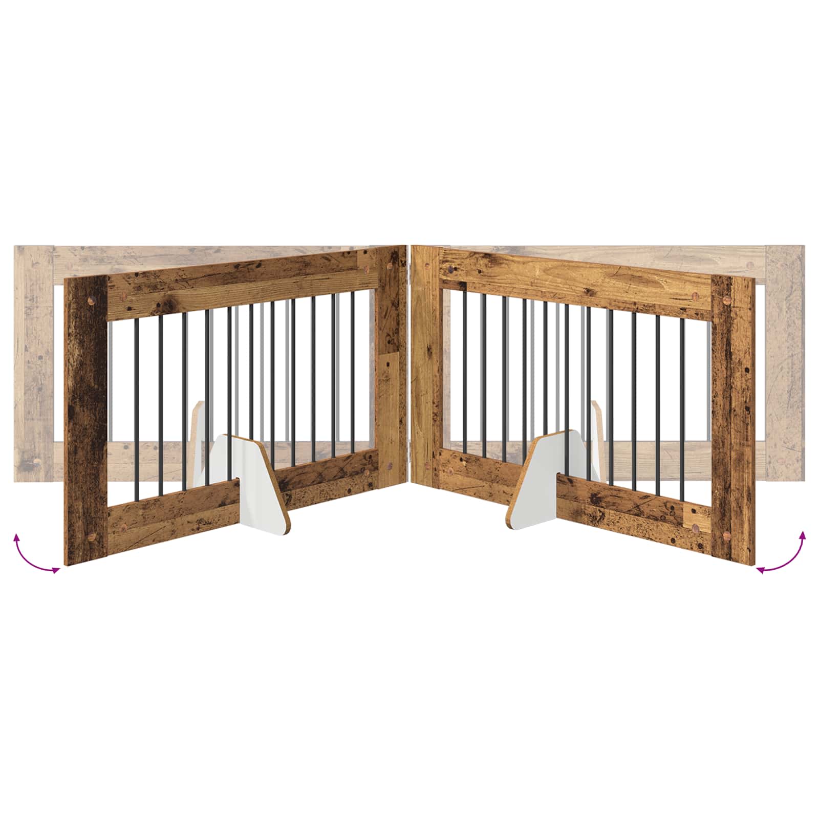 Klappbares Hundetor mit Ständern 6 stk. Altholz 602 cm