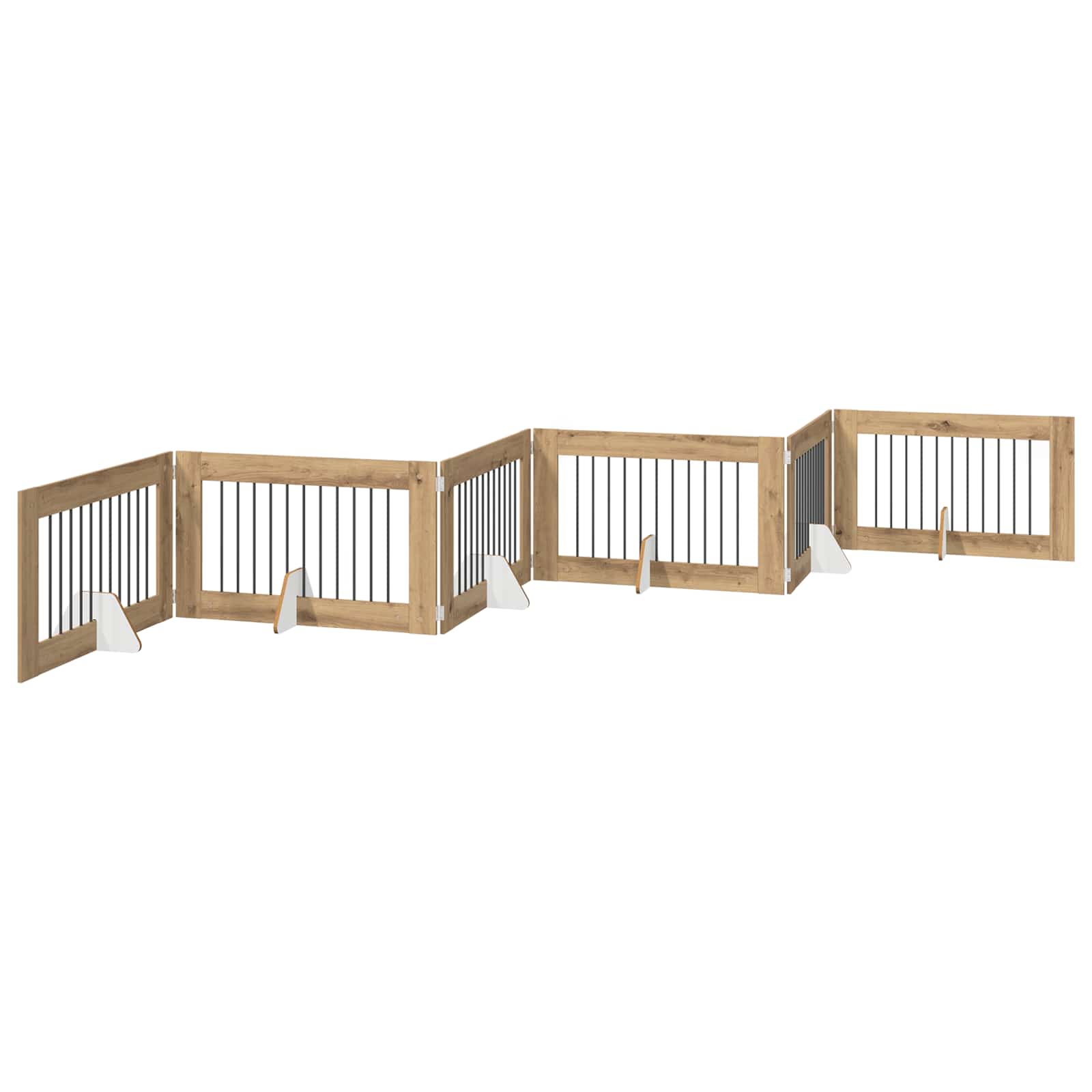 Klappbares Hundetor mit Ständern 6 stk. Artisan-Eiche 602 cm