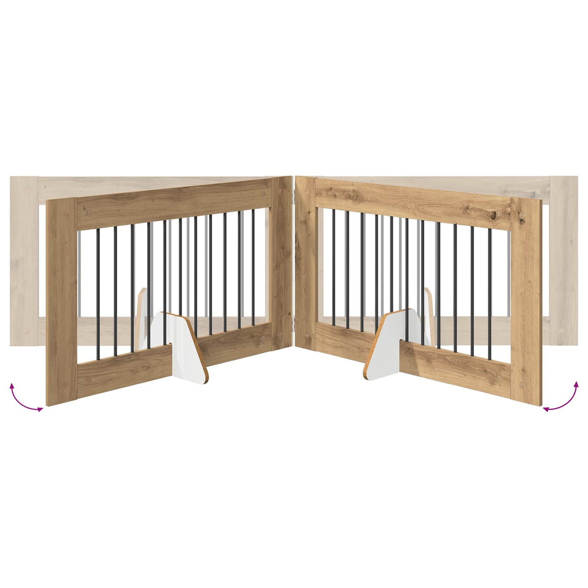 Klappbares Hundetor mit Ständern 6 stk. Artisan-Eiche 602 cm