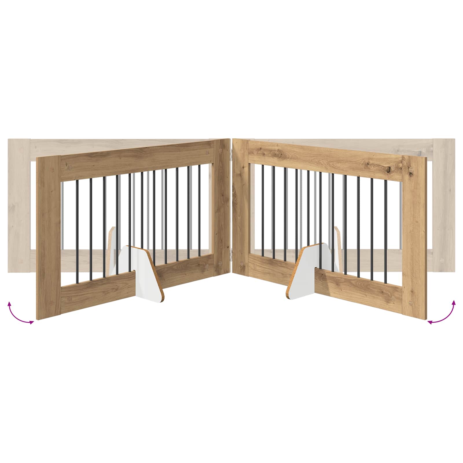 Klappbares Hundetor mit Ständern 6 stk. Artisan-Eiche 602 cm