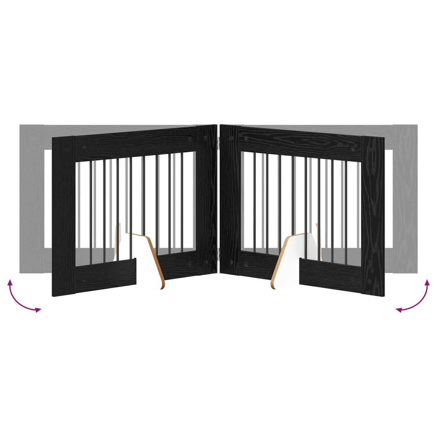 Klappbares Hundetor mit Ständern 2 stk. Schwarz Eichen-Optik