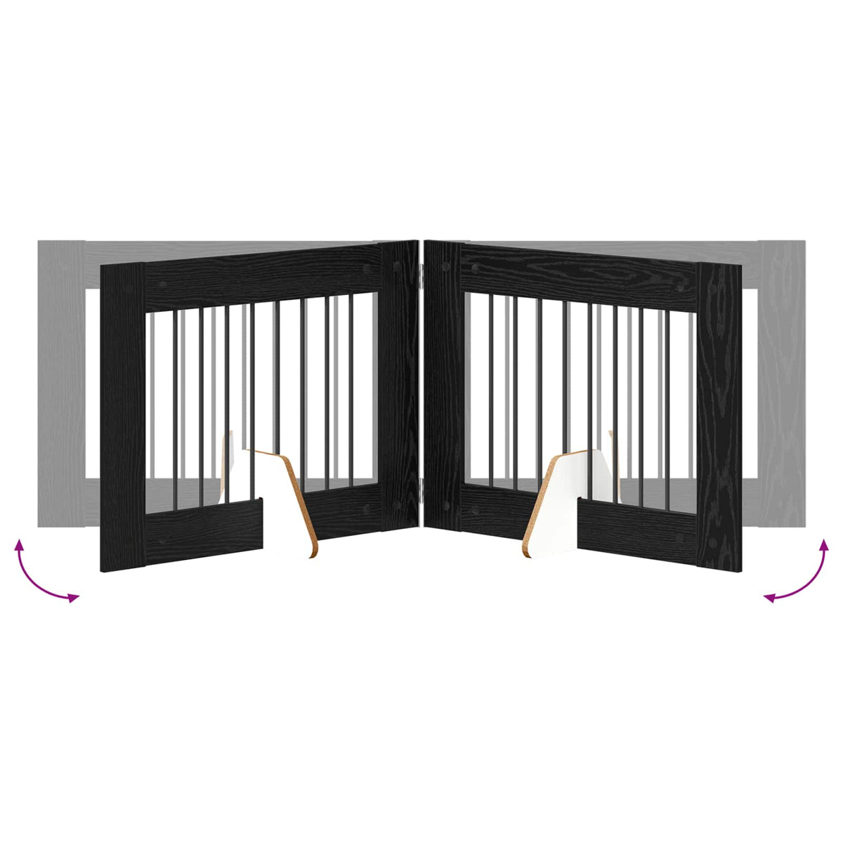 Klappbares Hundetor mit Ständern 2 stk. Schwarz Eichen-Optik