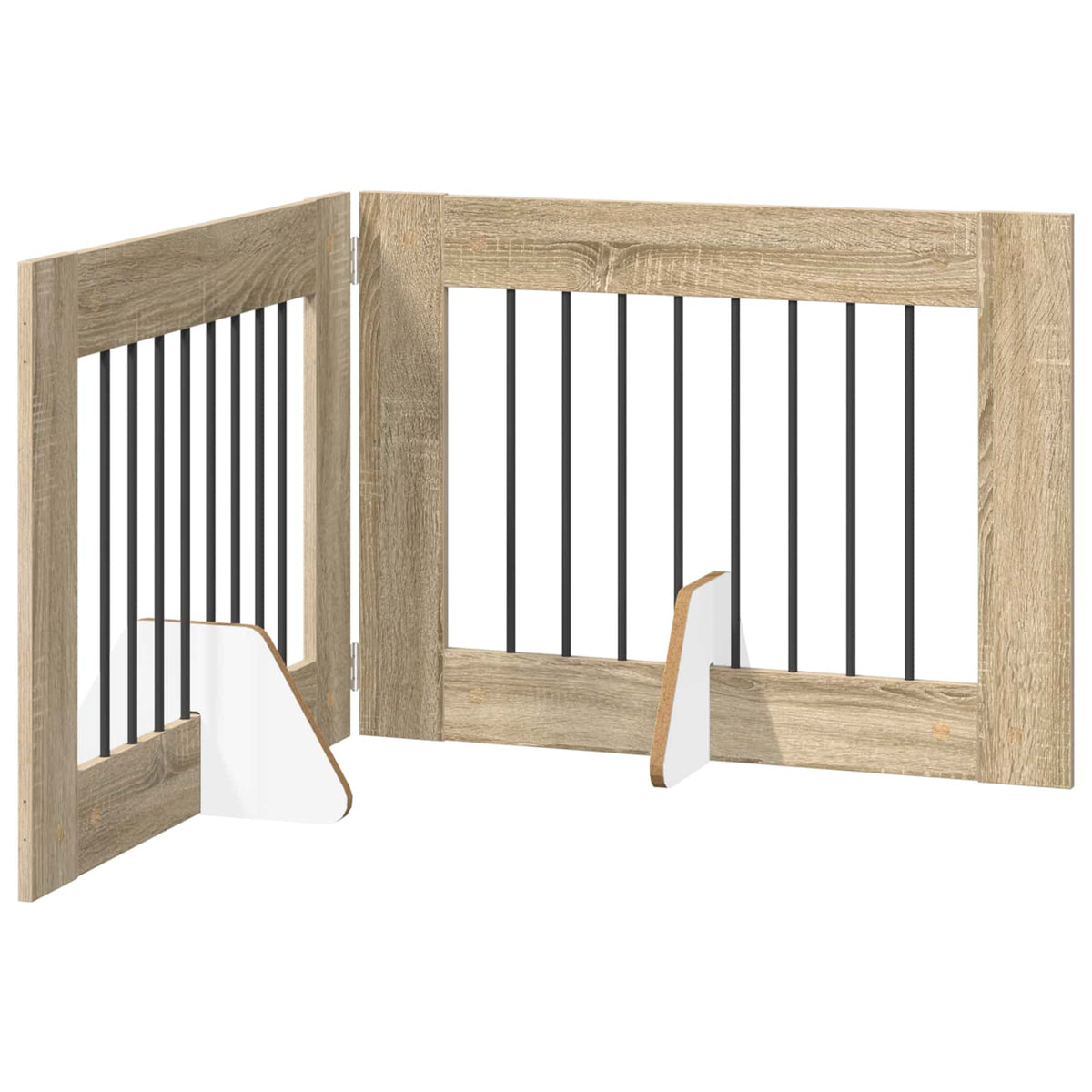 Klappbares Hundetor mit Ständern 2 stk. Sonoma-Eiche 160,5 cm
