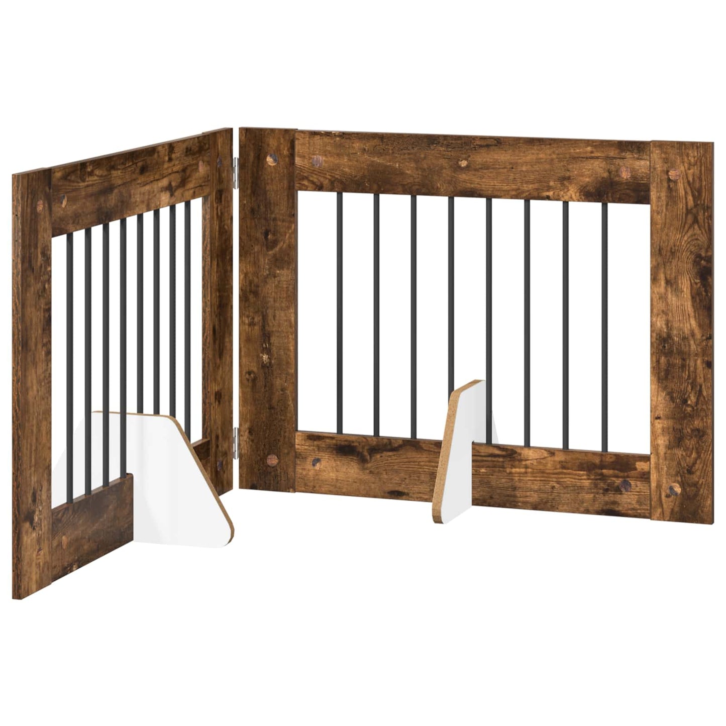 Klappbares Hundetor mit Ständern 2 stk. Räuchereiche 160,5 cm