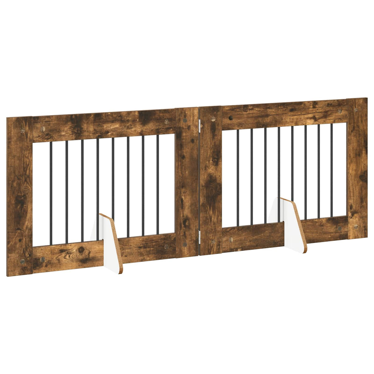 Klappbares Hundetor mit Ständern 2 stk. Räuchereiche 160,5 cm