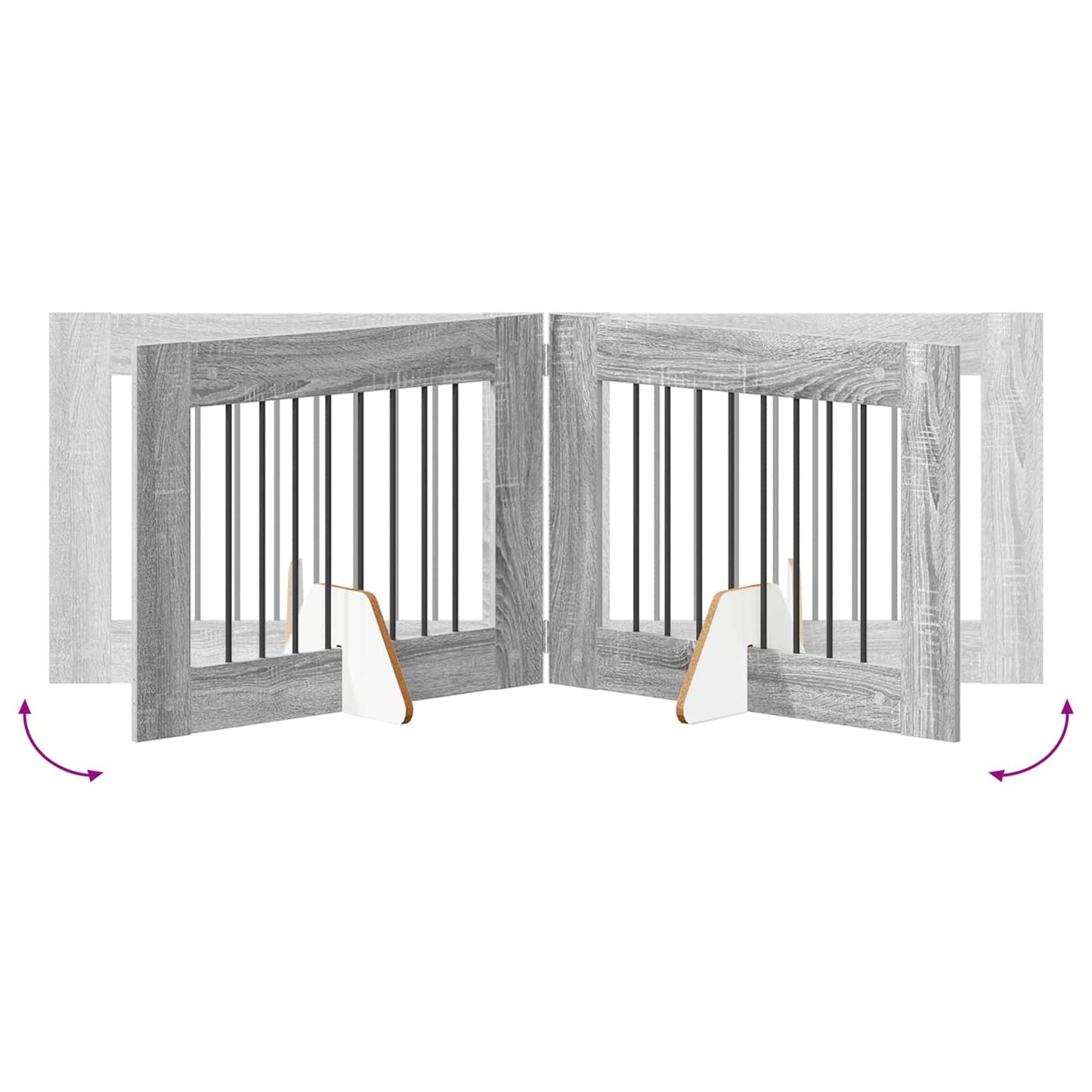 Klappbares Hundetor mit Ständern 2 stk. Sonoma-Grau 160,5 cm