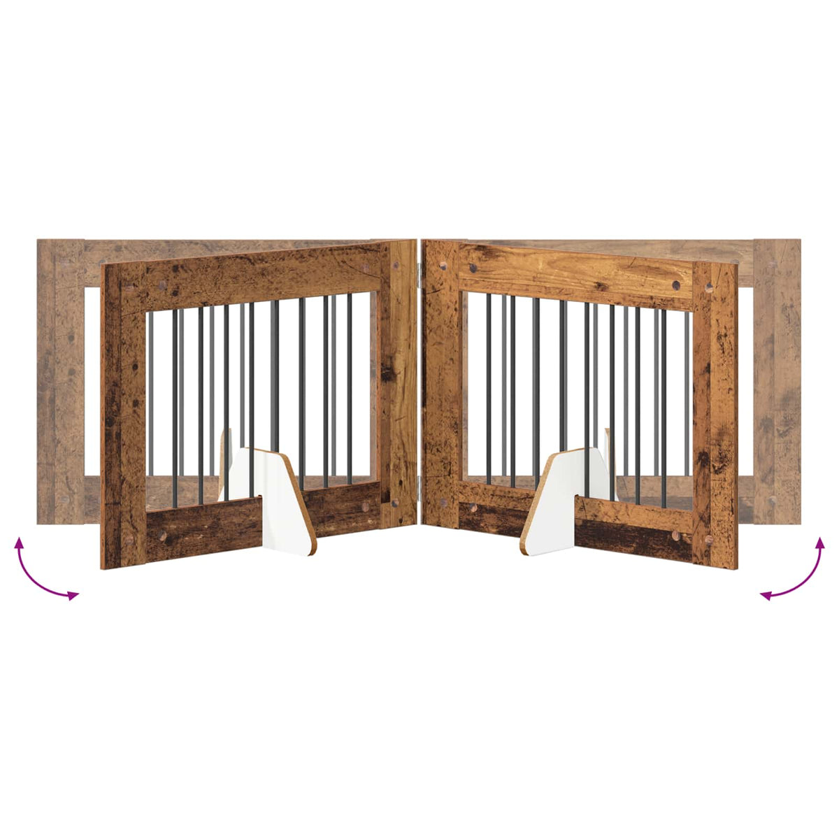 Klappbares Hundetor mit Ständern 2 stk. Altholz 160,5 cm