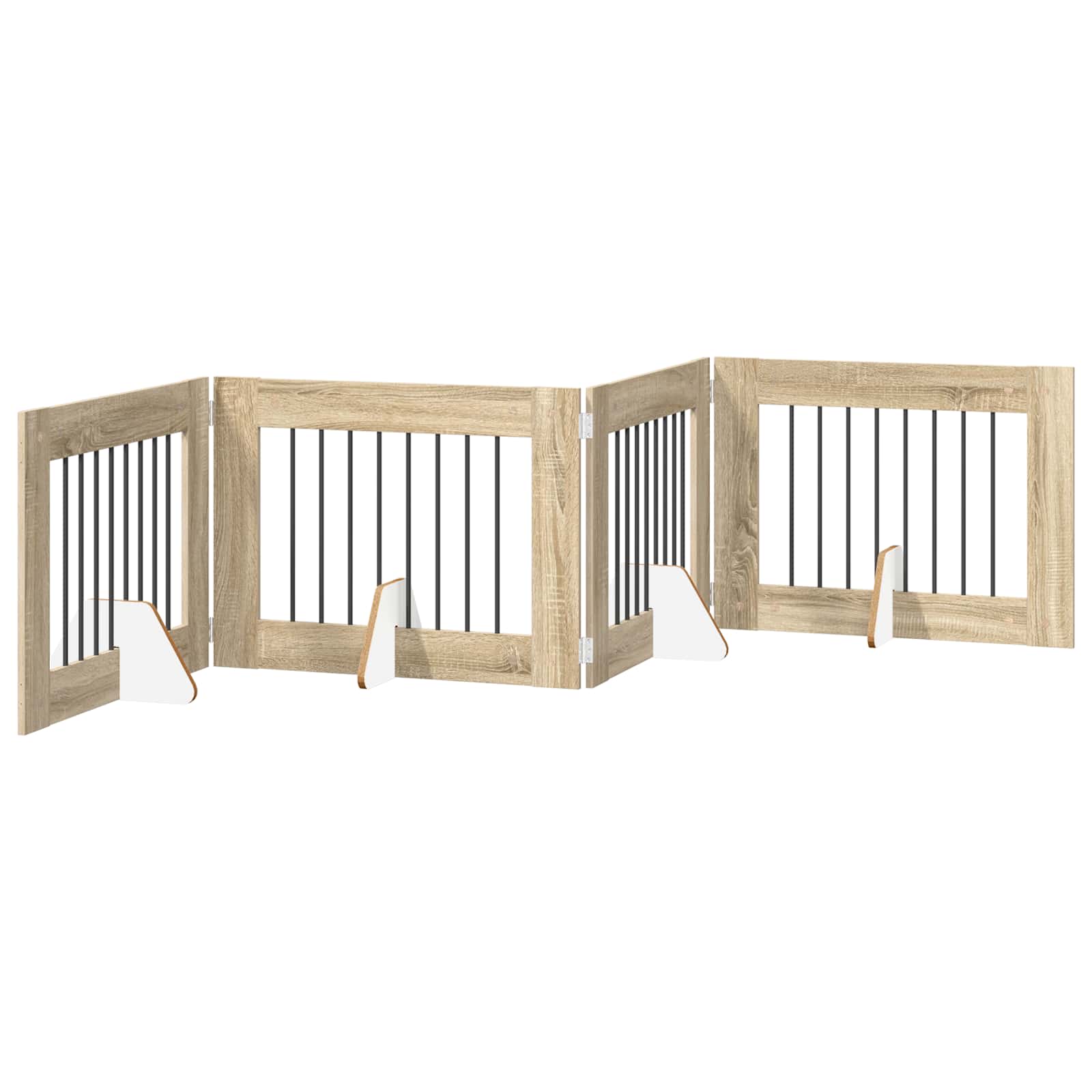 Klappbares Hundetor mit Ständern 4 stk. Sonoma-Eiche 321 cm