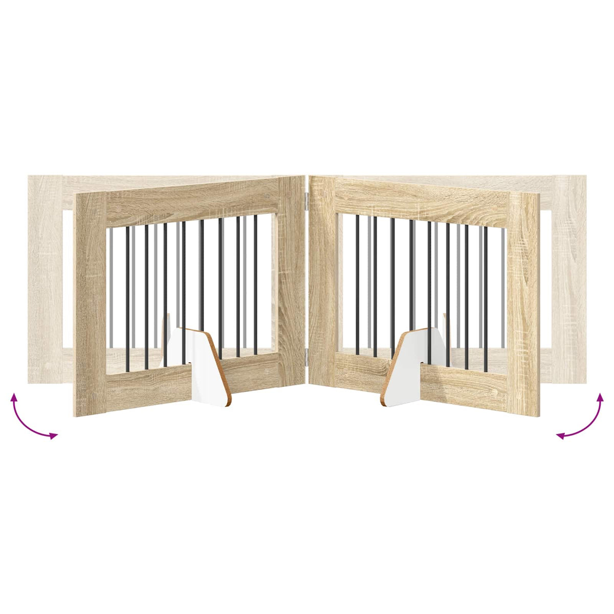 Klappbares Hundetor mit Ständern 4 stk. Sonoma-Eiche 321 cm