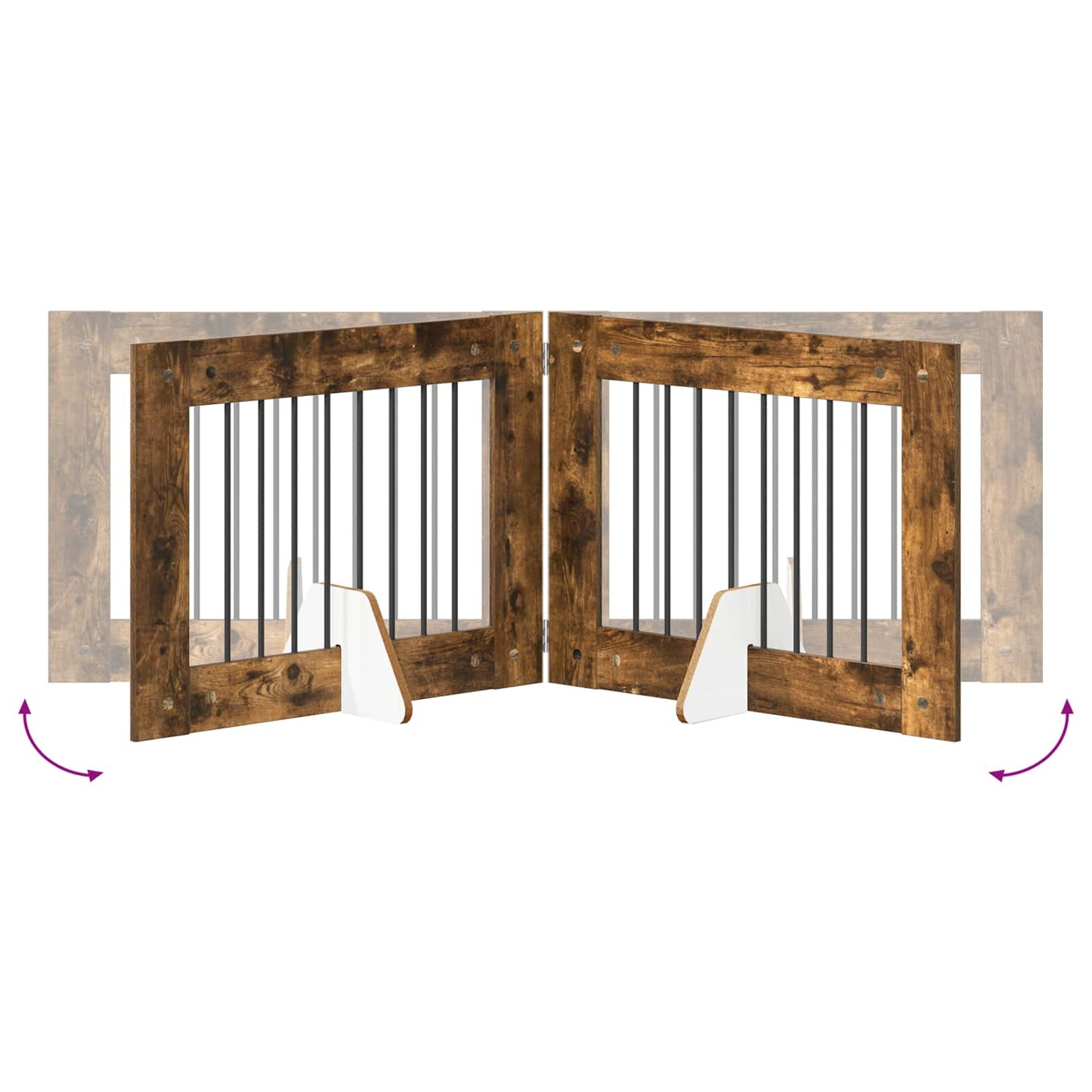 Klappbares Hundetor mit Ständern 4 stk. Räuchereiche 321 cm