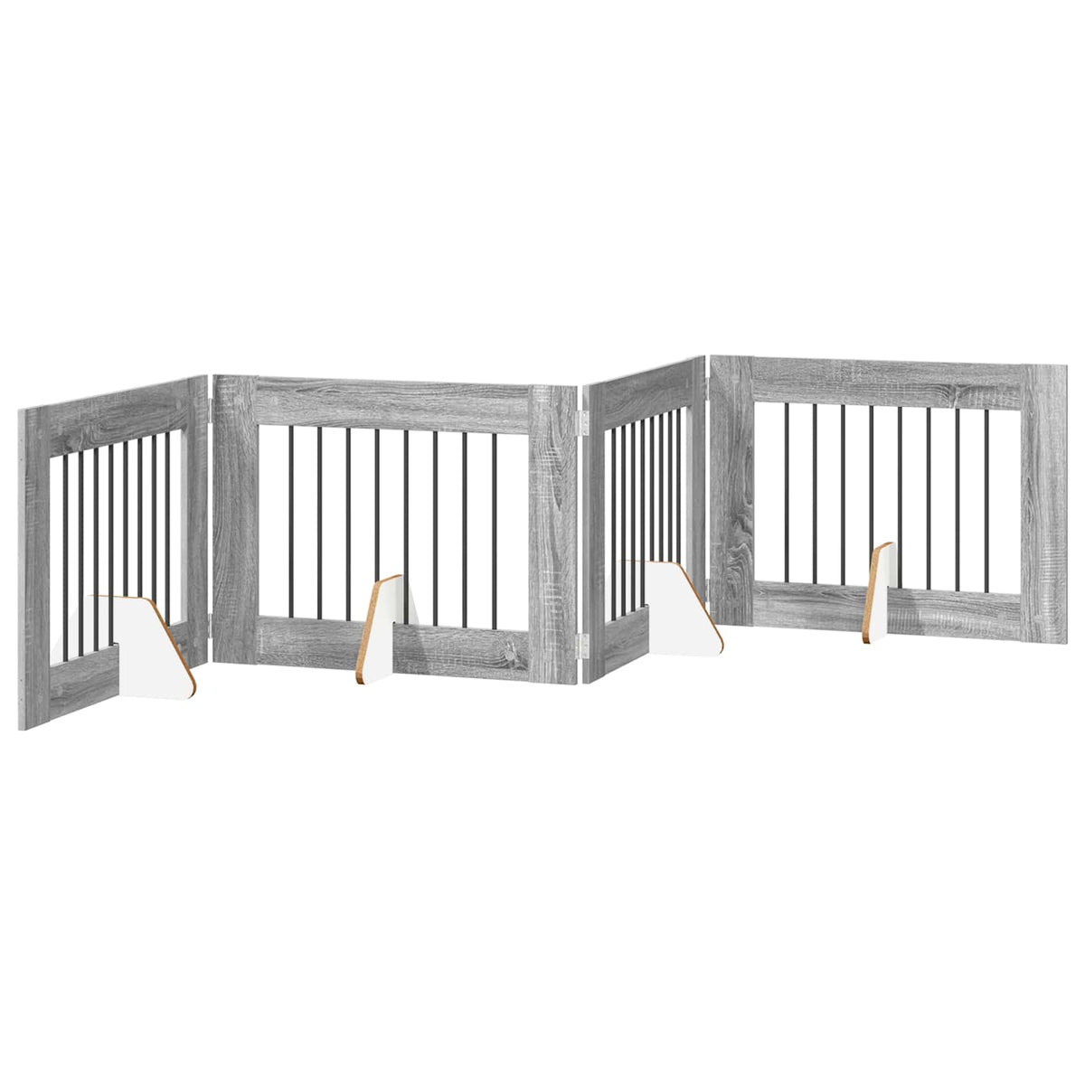 Klappbares Hundetor mit Ständern 4 stk. Sonoma-Grau 321 cm