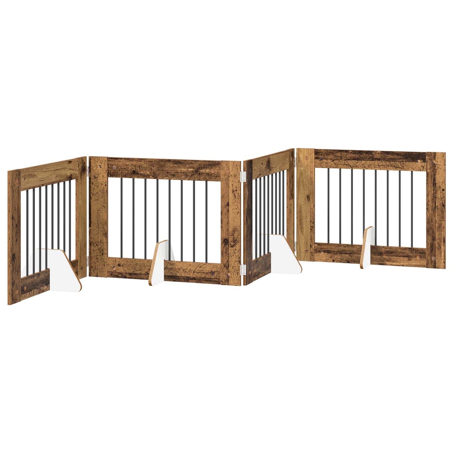 Klappbares Hundetor mit Ständern 4 stk. Altholz 321 cm