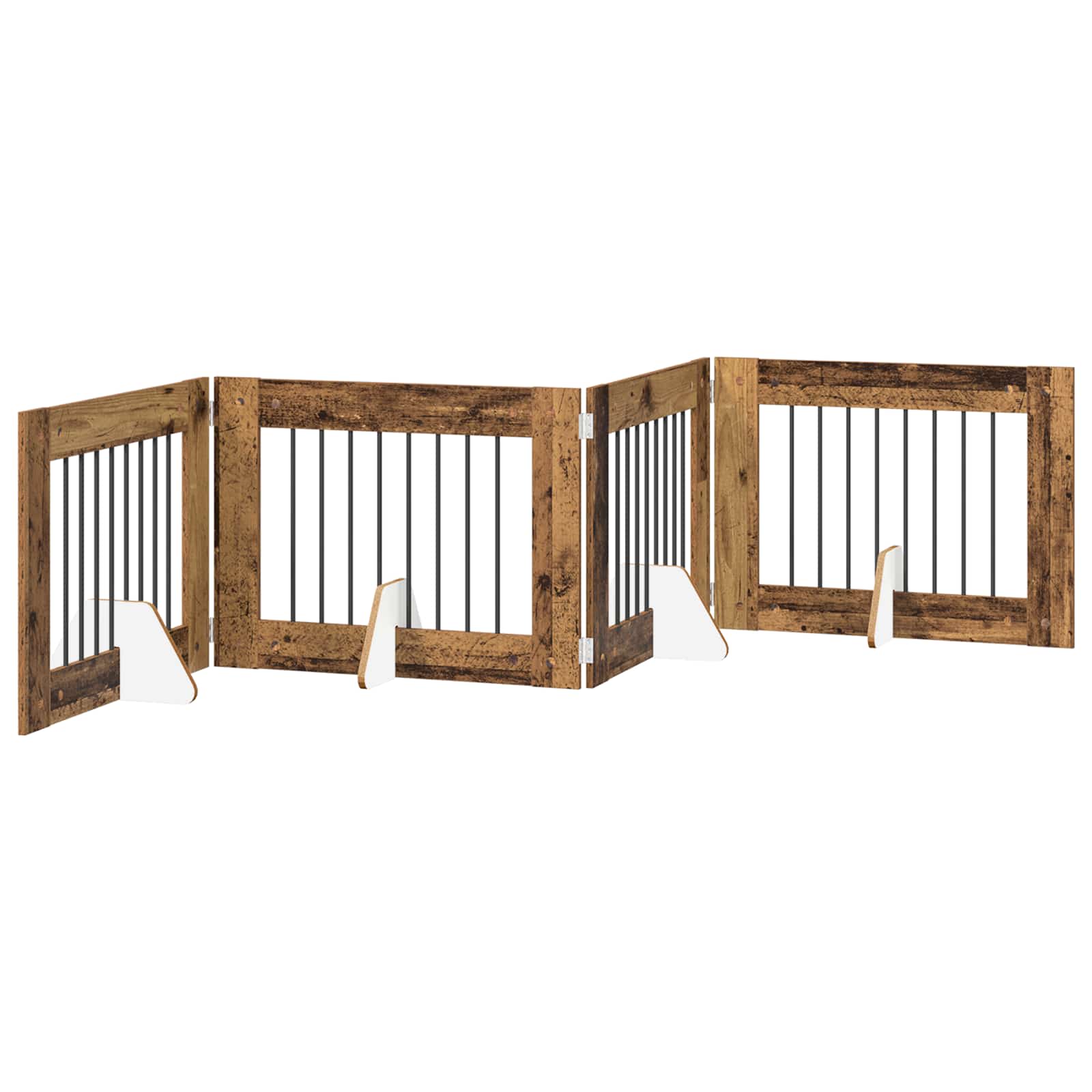 Klappbares Hundetor mit Ständern 4 stk. Altholz 321 cm