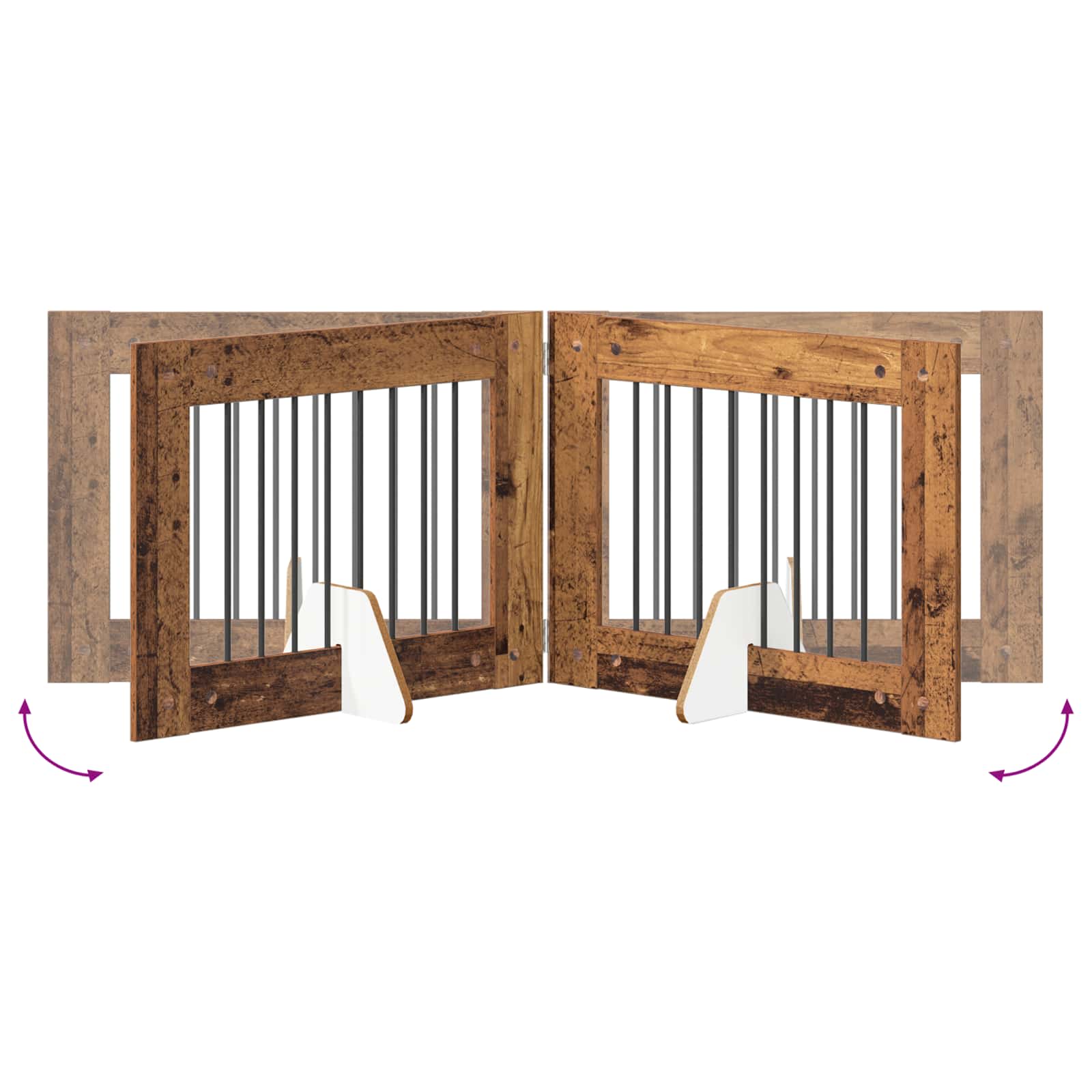 Klappbares Hundetor mit Ständern 4 stk. Altholz 321 cm