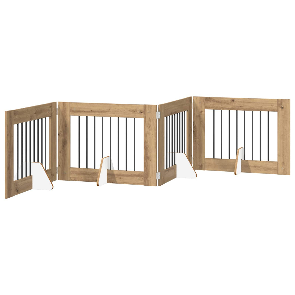 Klappbares Hundetor mit Ständern 4 stk. Artisan-Eiche 321 cm