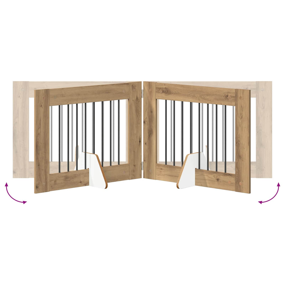 Klappbares Hundetor mit Ständern 4 stk. Artisan-Eiche 321 cm