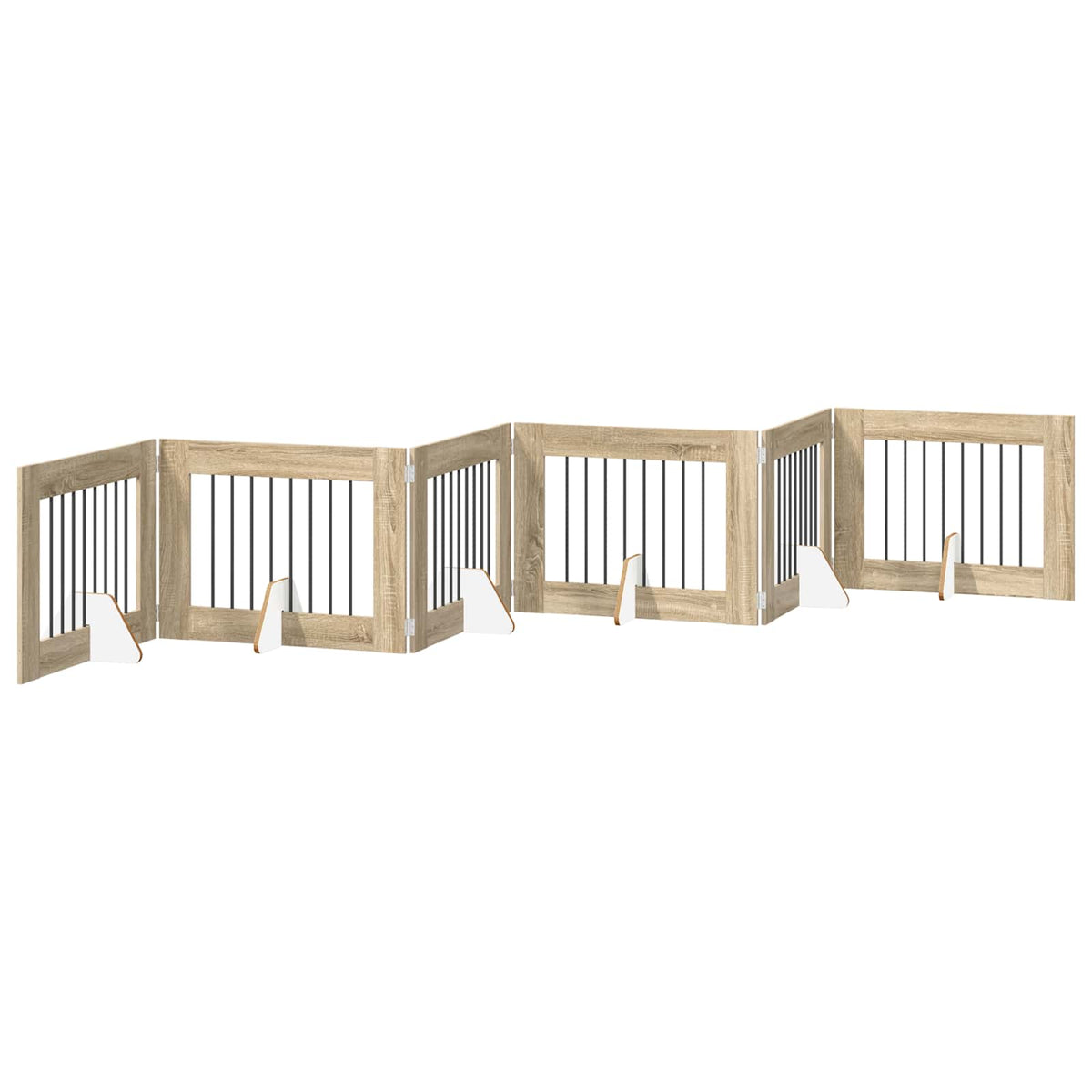 Klappbares Hundetor mit Ständern 6 stk. Sonoma-Eiche 482 cm