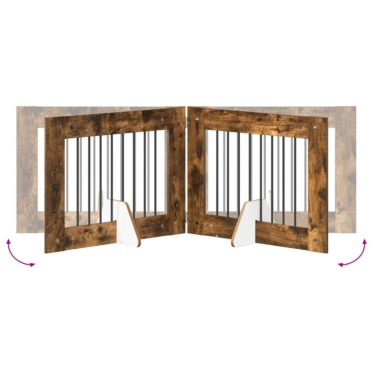 Klappbares Hundetor mit Ständern 6 stk. Räuchereiche 482 cm
