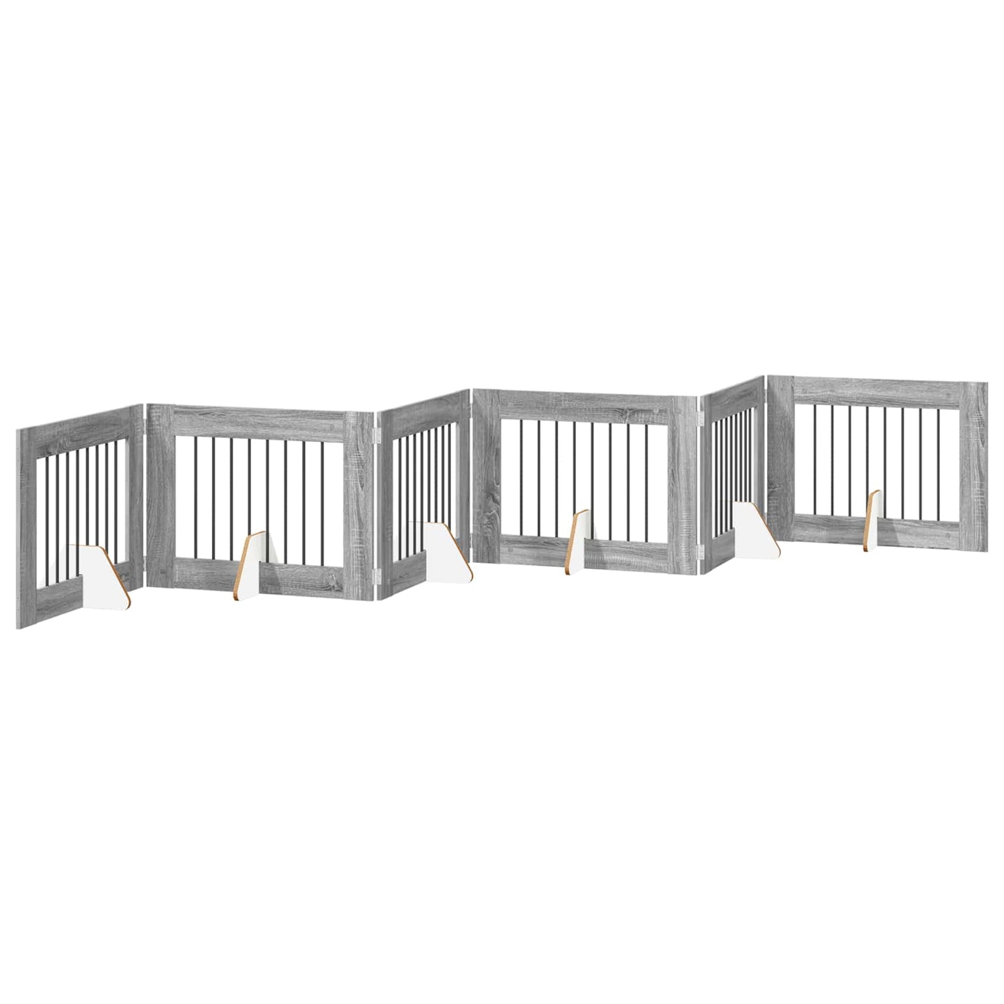 Klappbares Hundetor mit Ständern 6 stk. Sonoma-Grau 482 cm