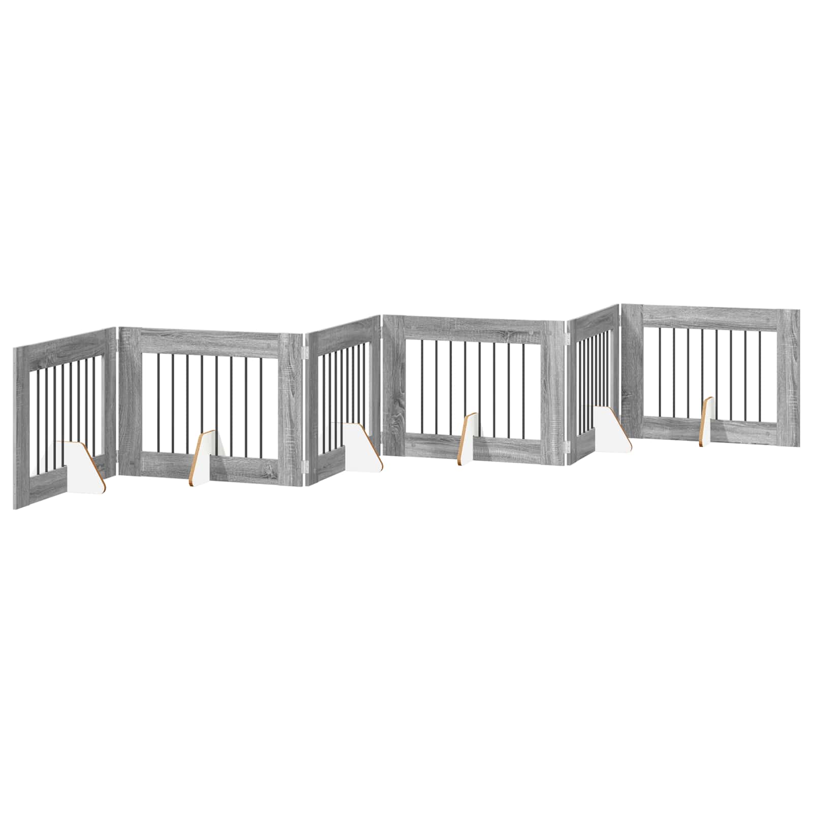 Klappbares Hundetor mit Ständern 6 stk. Sonoma-Grau 482 cm