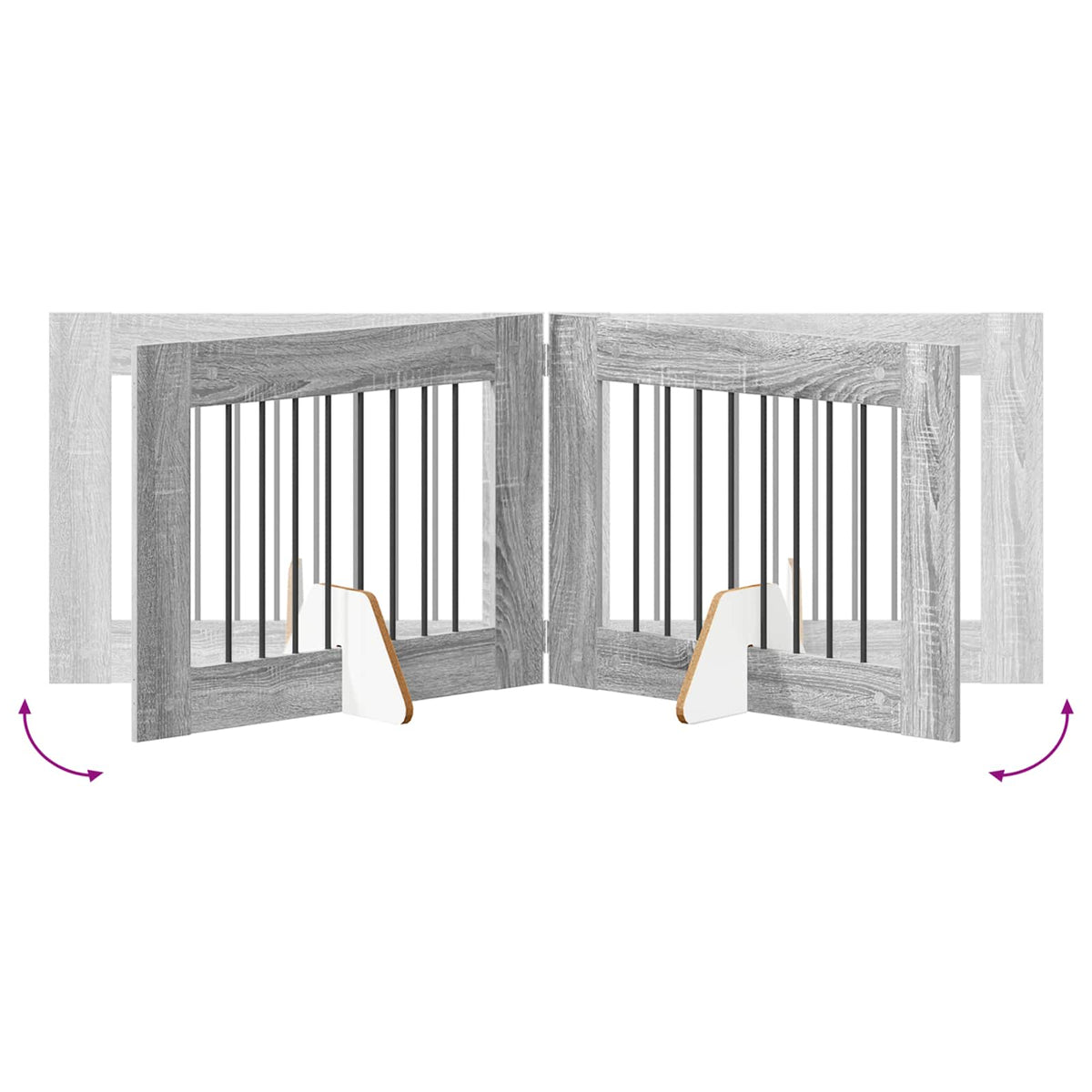 Klappbares Hundetor mit Ständern 6 stk. Sonoma-Grau 482 cm